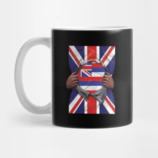 Hawaii Flag Great Britain Flag Ripped - Gift for Hawaiian From Hawaii Mug